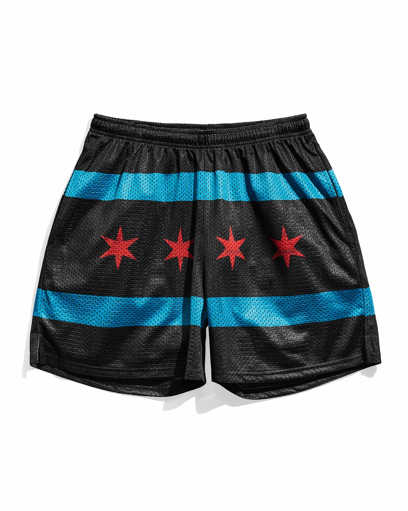 Chicago Flag Black Retro Shorts