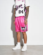 Bret Hart Speckle Pink Retro Shorts