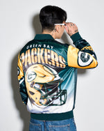 Green Bay Packers Helmet Fanimation Satin Jacket