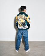 Green Bay Packers Helmet Fanimation Satin Jacket