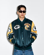 Green Bay Packers Helmet Fanimation Satin Jacket