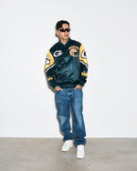 Green Bay Packers Helmet Fanimation Satin Jacket