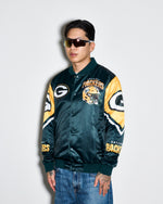 Green Bay Packers Helmet Fanimation Satin Jacket