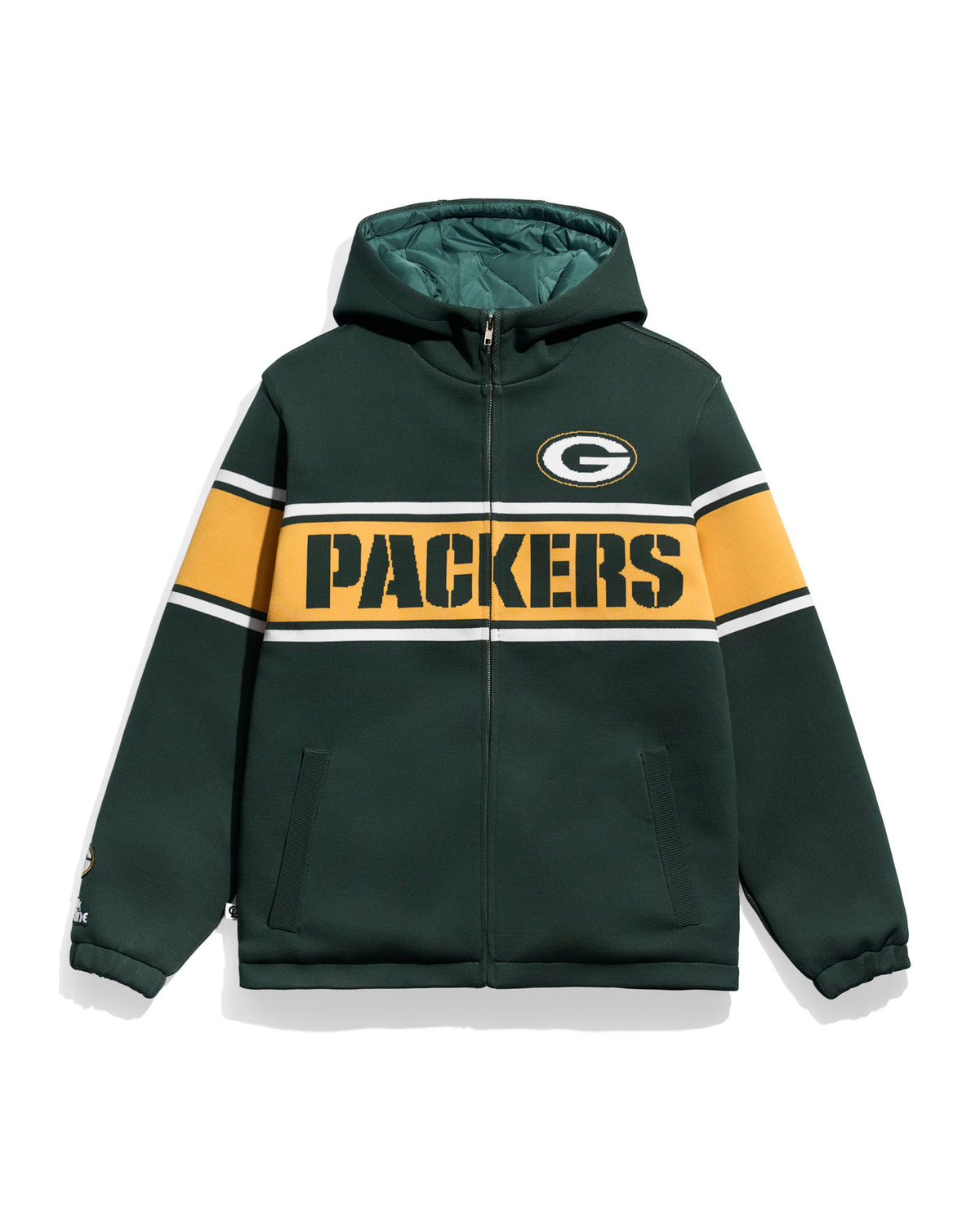 Green Bay Packers Vintage Stripe Knit Puffer Jacket