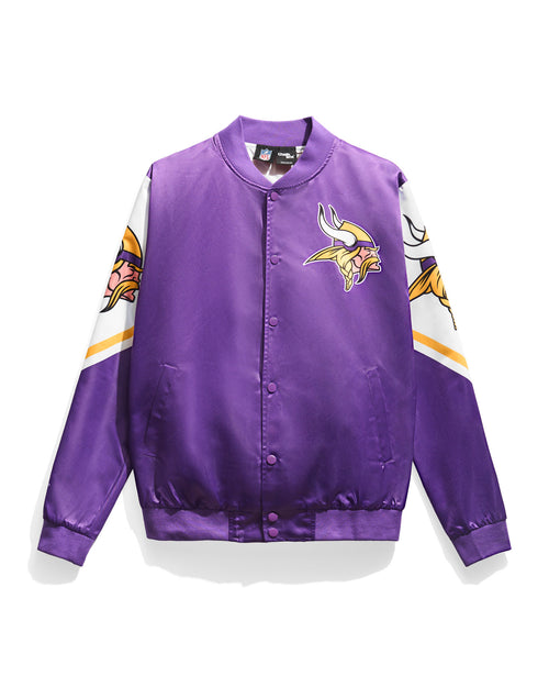 Minnesota Vikings Leather Varsity Bomber Jacket Size Large NFL 