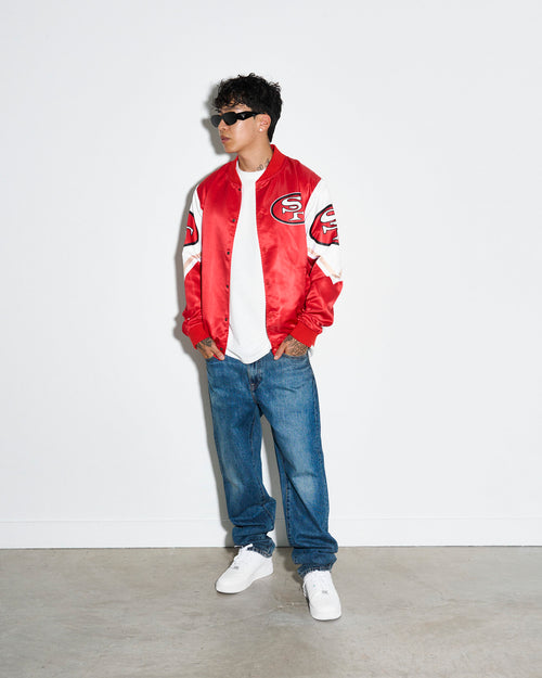 San Francisco 49ers Red and White Satin Jacket