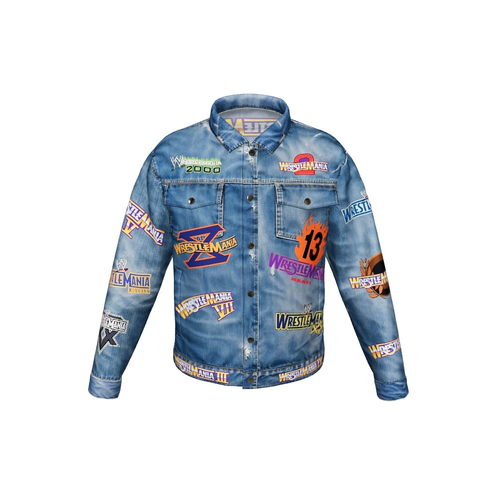 WrestleMania 1-21 Logo Print Denim Jacket