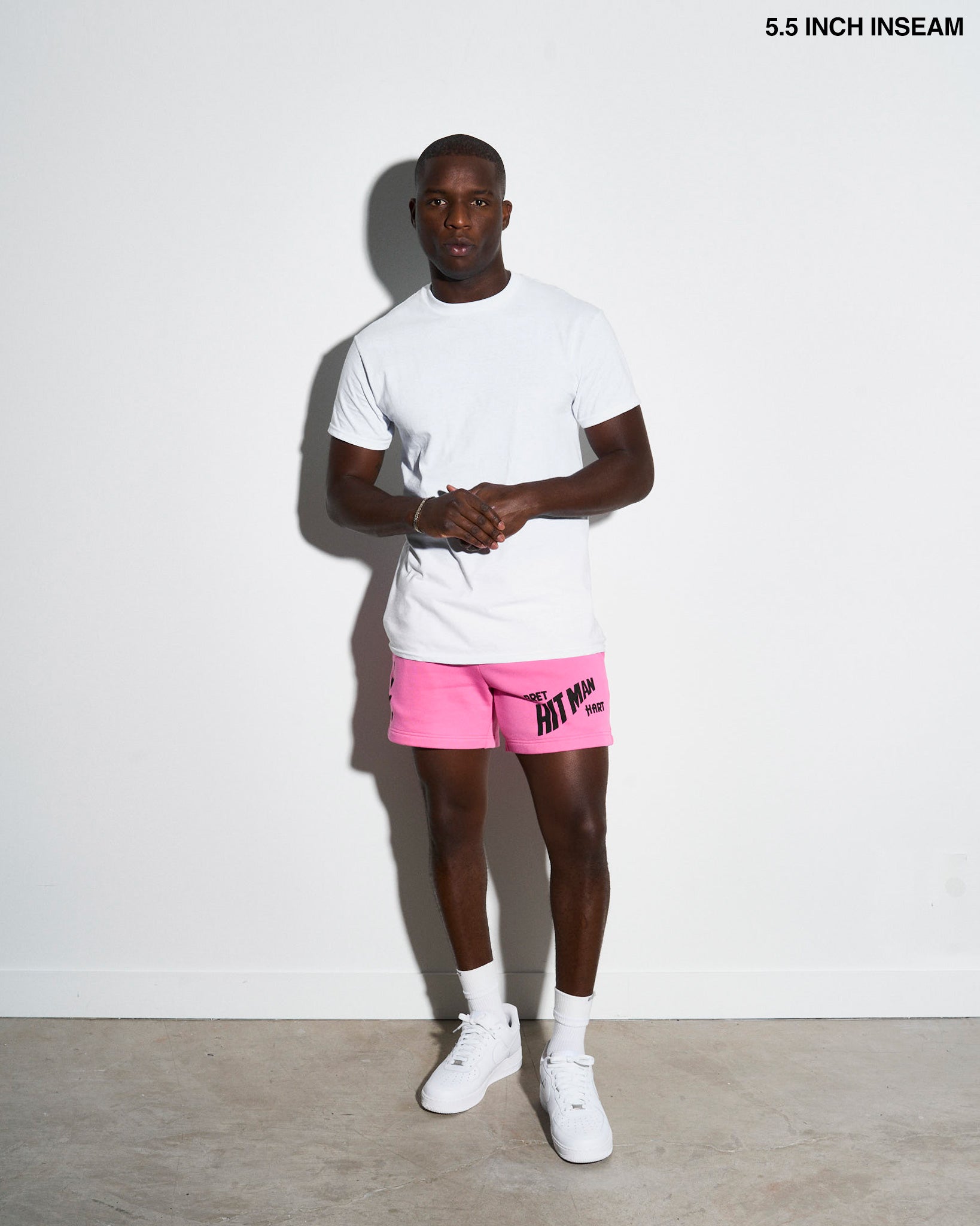 Bret Hart Pink Fleece Shorts