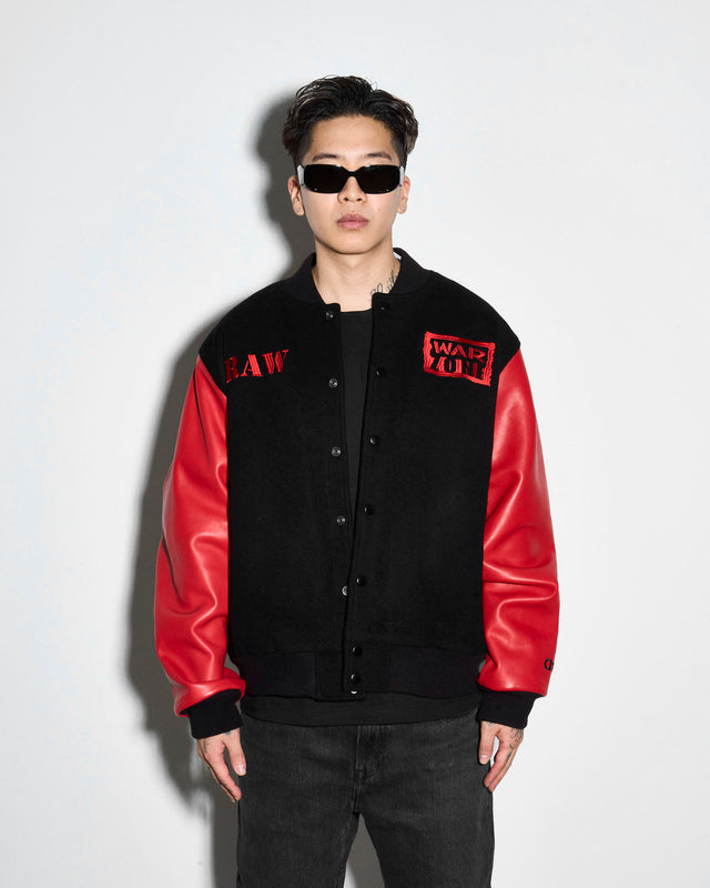 Raw Is War Retro Varsity Jacket Chalk Line Apparel